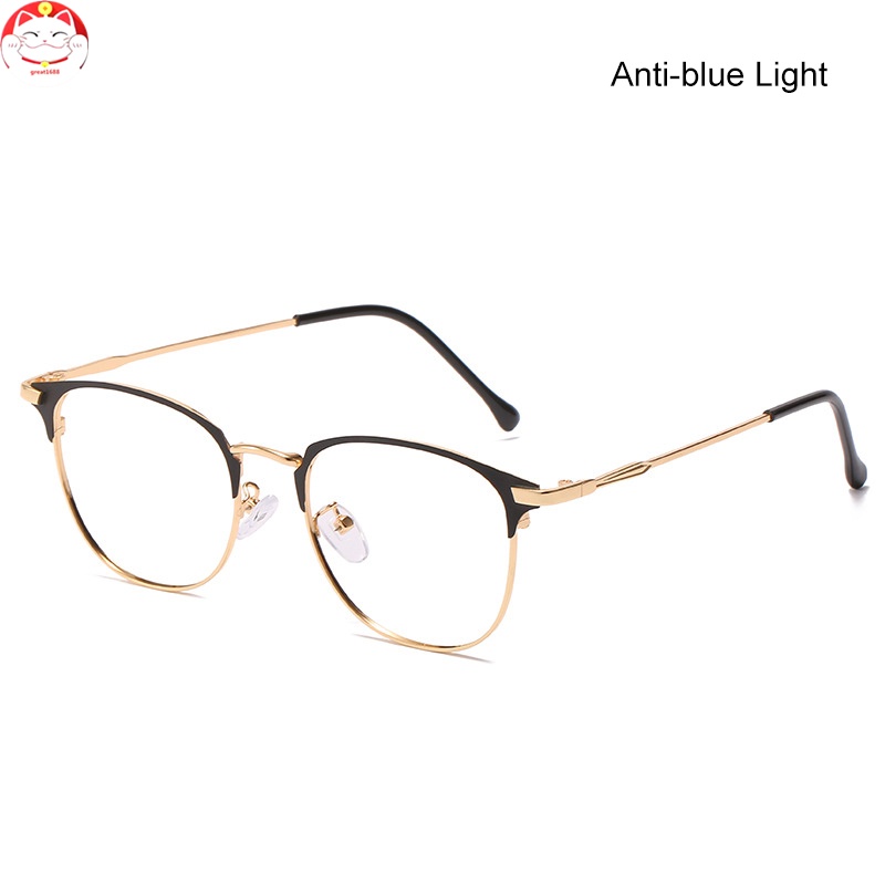 Bluelight-blocking Glasses Outdoor Photochromic Flat Lens 14g Ultralight Retro Style Round Frame for Computer Workers