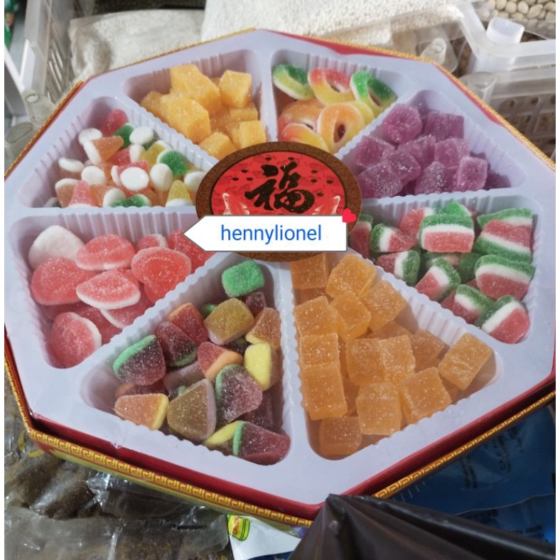 

manisan permen jelly campuran bentuk kotak segi delapan