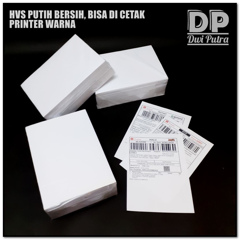 LABEL KERTAS HVS SETARA A6 10 x 16 CM // CETAK RESI PAKET PESANAN PRINT PRINTER LAPAK ONLINE // 70 60 GR 70GR 60GR