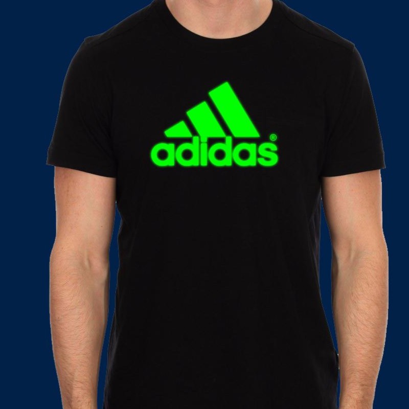 kaos adidas glow menyala - sablon digital - kaos distro - kaos polos - soft cotton polyster