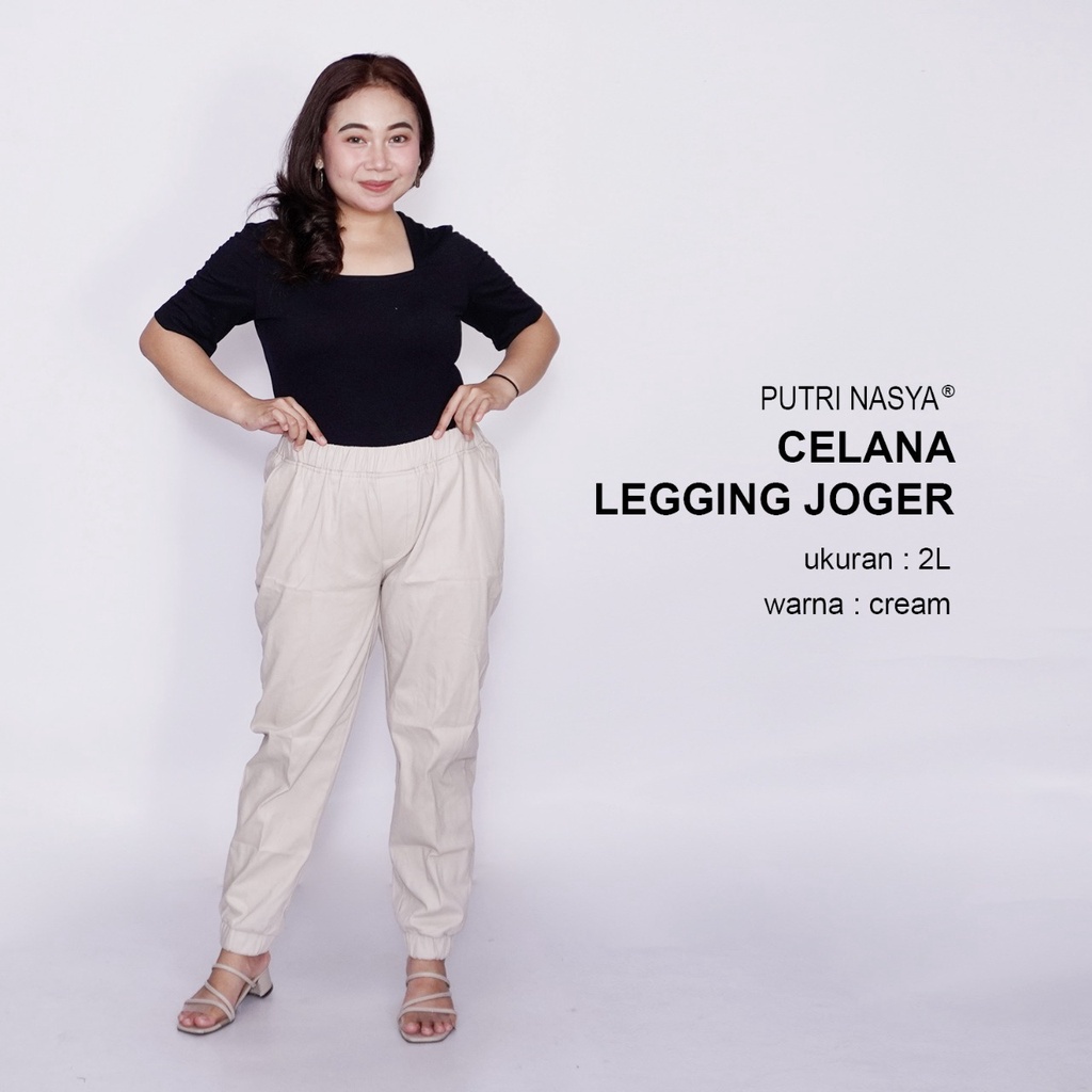 Putri Nasya - Celana Big Size Panjang Ukuran 8L,6L,5L,4L,2L,XL, all size Warna Moca Navy Army Abu Brown Dark Grey Cream Capucino Hitam