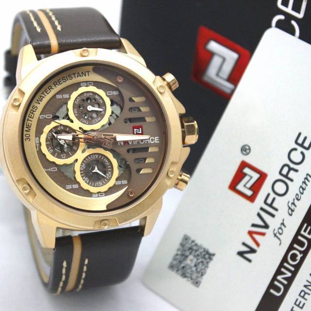 Jam Tangan Naviforce 9110 Original Tali Kulit - Jam Tangan Pria Original - Naviforce Original  - NF1