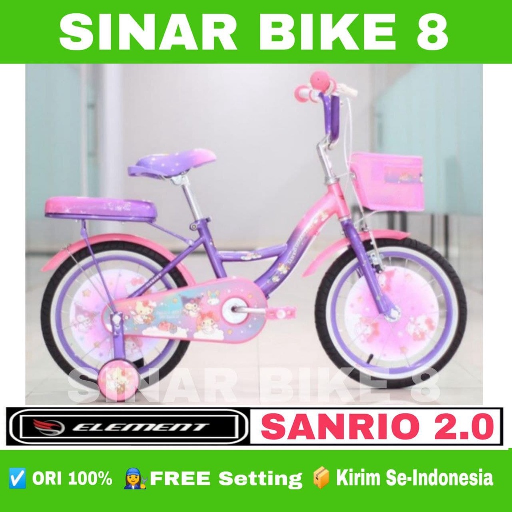 Sepeda Anak Mini ELEMENT SANRIO 2.0 Caharacters Ukuran 12&quot; 16&quot; &amp; 18 Inch