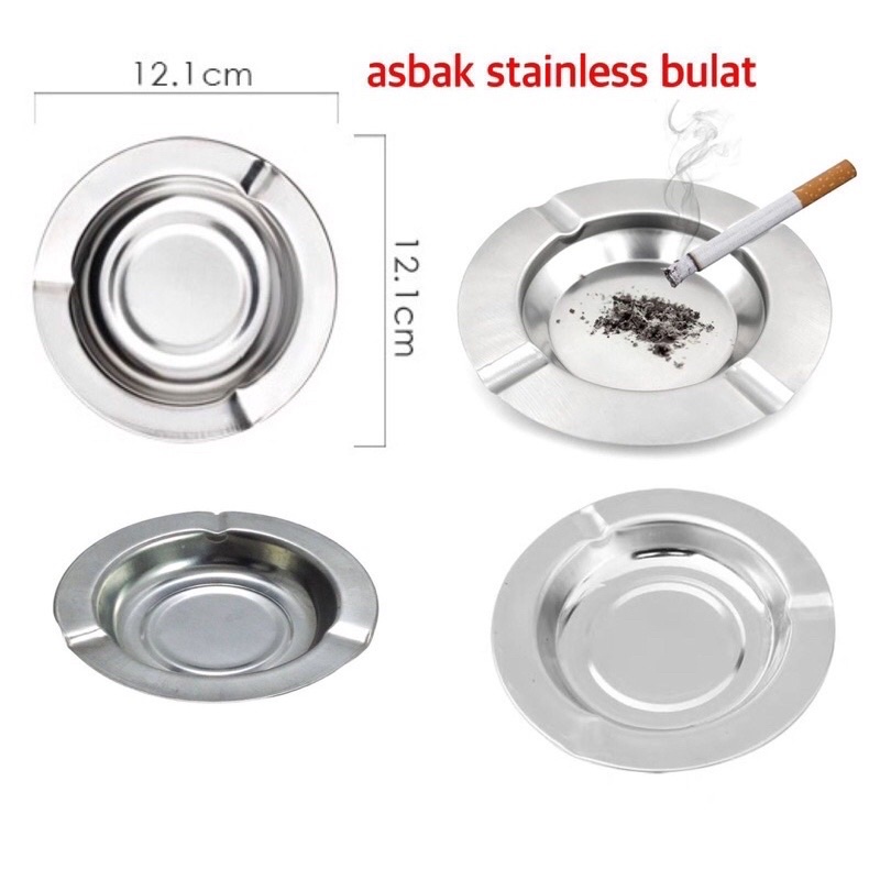 (SUN) ASBAK ROKOK STAINLESS / ASBAK ALUMINIUM SENG BULAT MURAH 12CM