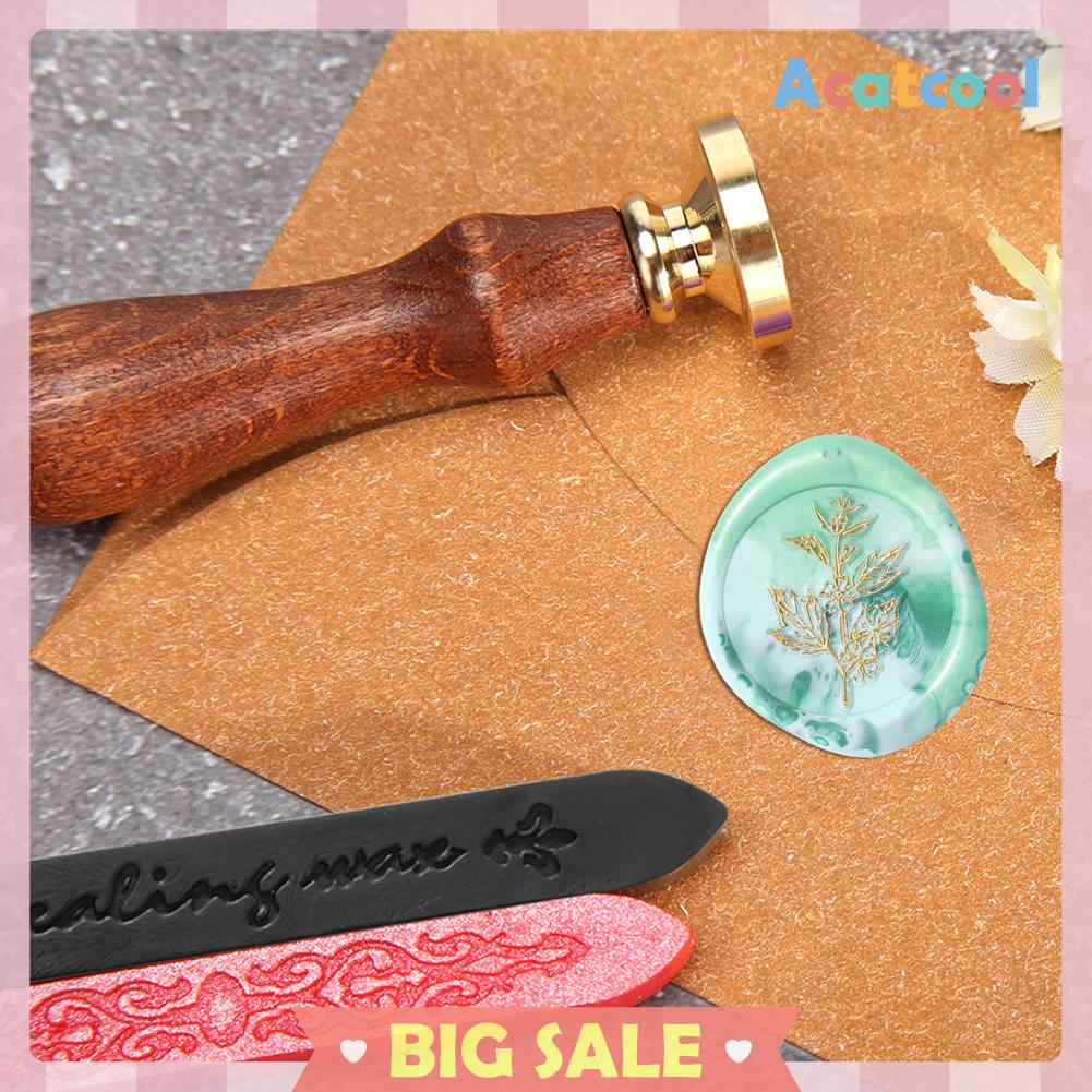 Stempel Segel Lilin Bentuk Bulat Motif Tanaman Bunga Bahan Tembaga Untuk Dekorasi
