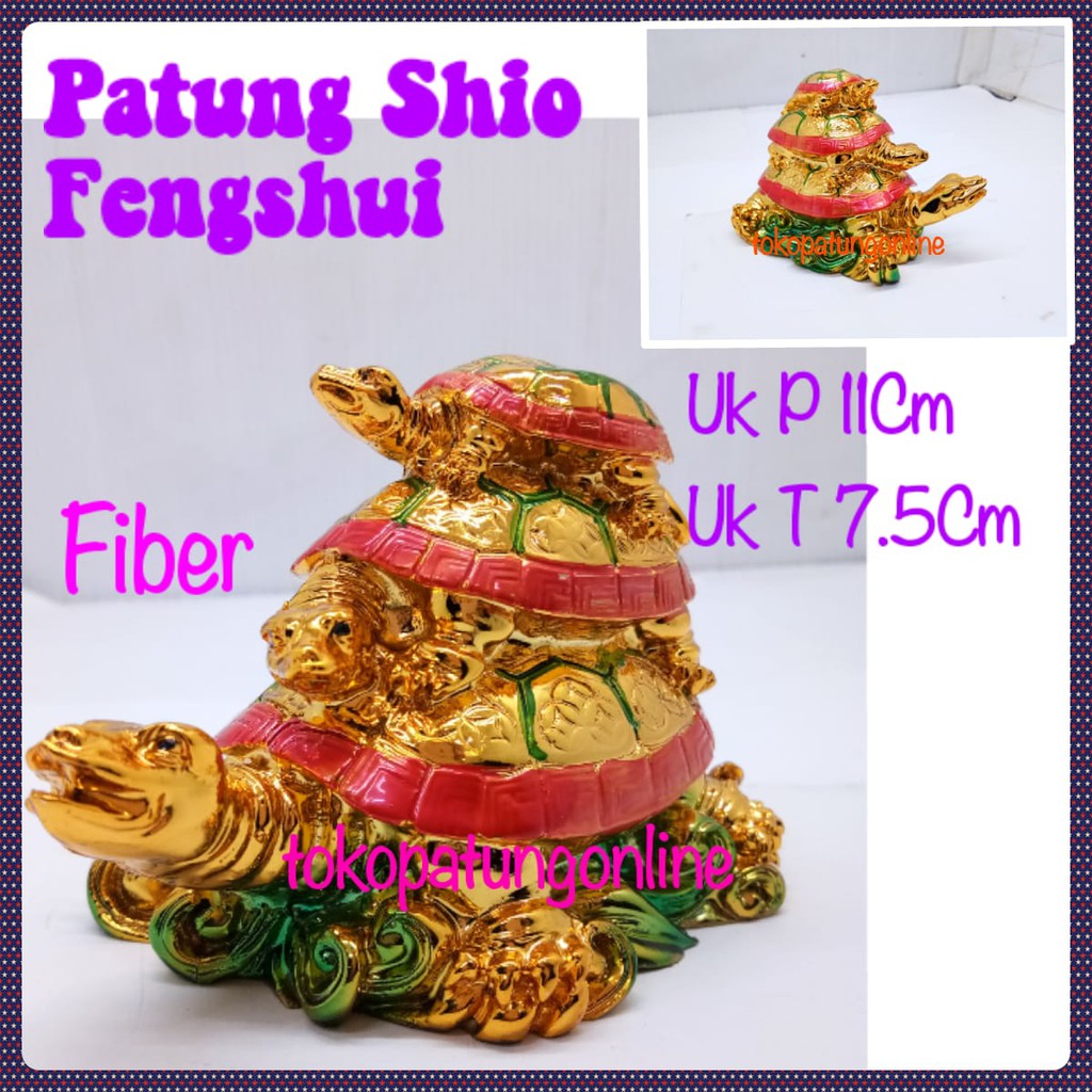 Patung Kura Kura Fengshui Fiber Emas