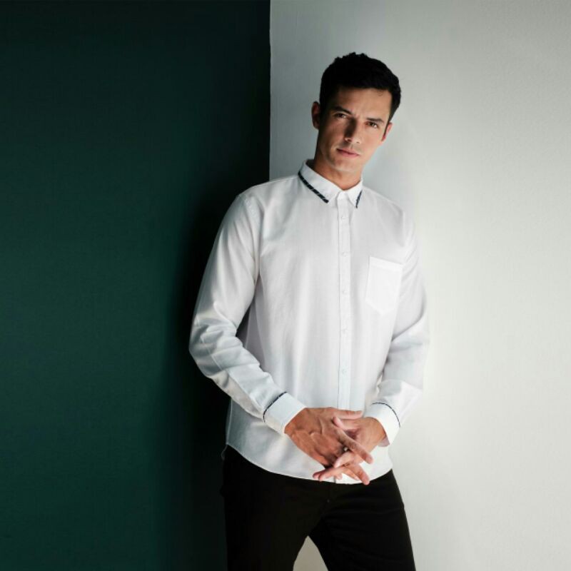 baju kemeja pria lengan panjang OXY WHITE original by al achwan