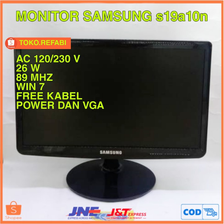 MONITOR KOMPUTER SAMSUNG s19a10n FREE KABEL POWER DAN VGA / MONITOR SECOND / MONITOR BEKAS