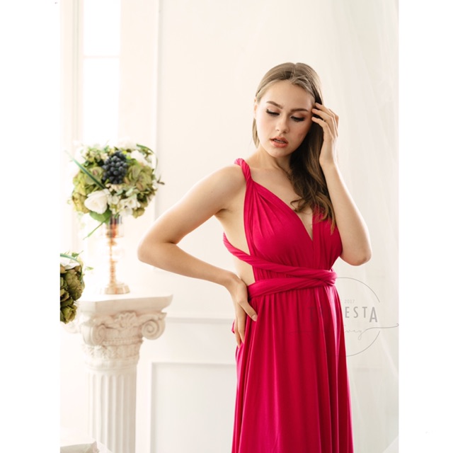 MAXI | FUSCHIA / MULTIWAY INFINITY CONVERTIBLE DRESS | FREE KEMBEN &amp; SPECIAL LONG SCRAF