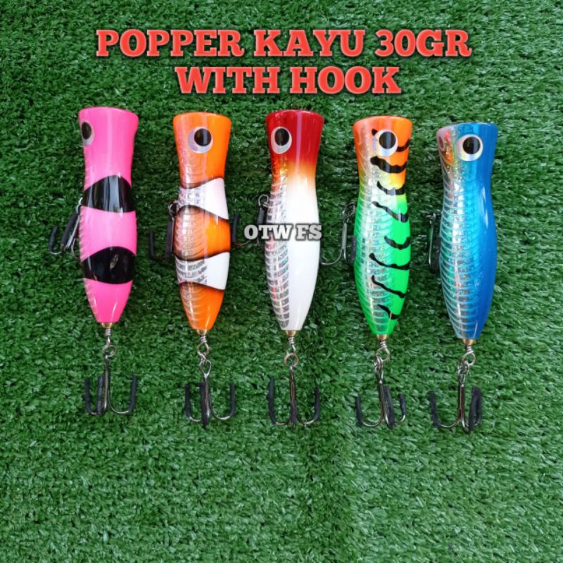 Popper Kayu Lengkap Dengan Kail 30gr