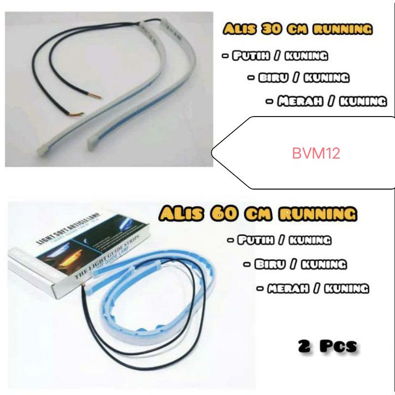 Lampu alis double running 60cm 30 cm alis running mobil motor