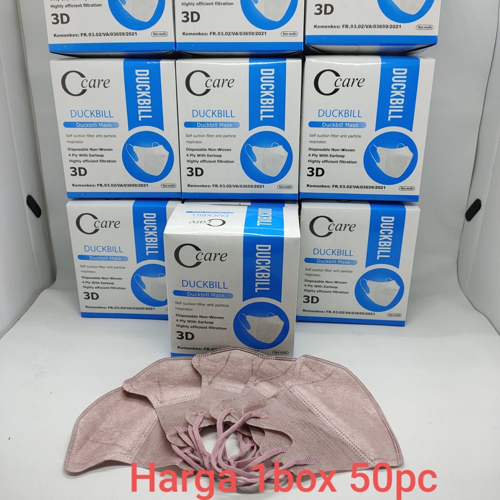 MASKER DUCKBILL C-CARE &amp; 3SS WARNA WARNI 4PLY ISI 50 PCS