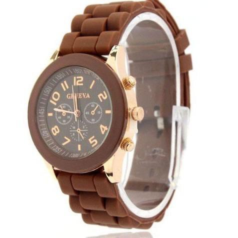 Jam tangan wanita analog geneva  strap silicon cantik murah