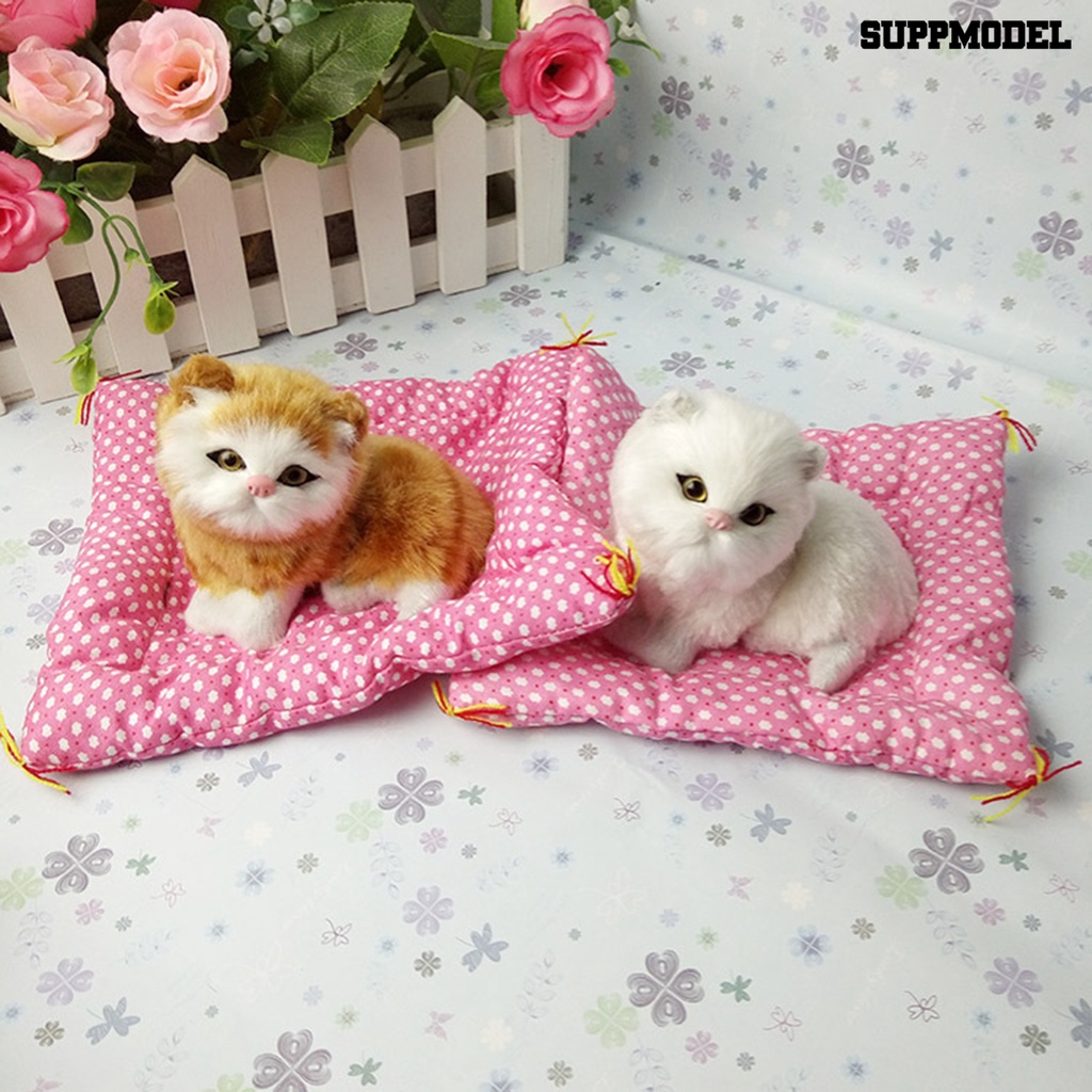 Simulasi Kucing Mini Bahan Kain Plush Breathable Untuk Hadiah Ulang Tahun Anak