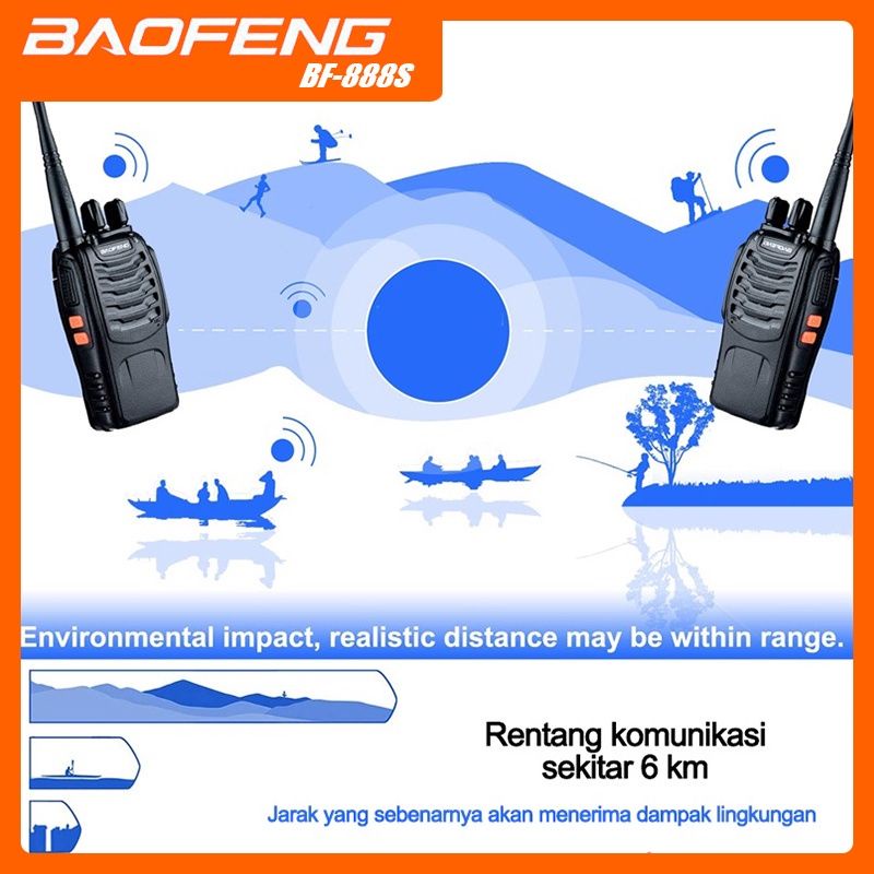 【Ready Stock COD 】Walkie Talkie BF 888S Waterproof Portable Walky Talky Jarak Jauh 10km(Max) 2 Way Radio Walkie Talkies HT BaoFeng Walkie Talkie 888S Original  Waterproof Portable Walky Talky Jarak Jauh 10km(Max) 2 sepasang Way Radio handie Talkie HT