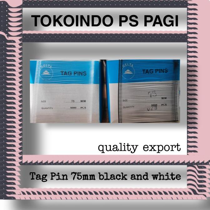 /////] tag pin laundry, tag pin pakaian, 75mm black and white, quality export