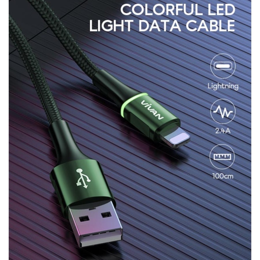 Kabel Data VDM/VDL/VDC100 Green dan Black - Fast Charging