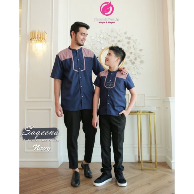 Koko couple Saqeena by Fania dengan 6 pipihan warna/koko couple premium elegan/koko ayah dan anak pr