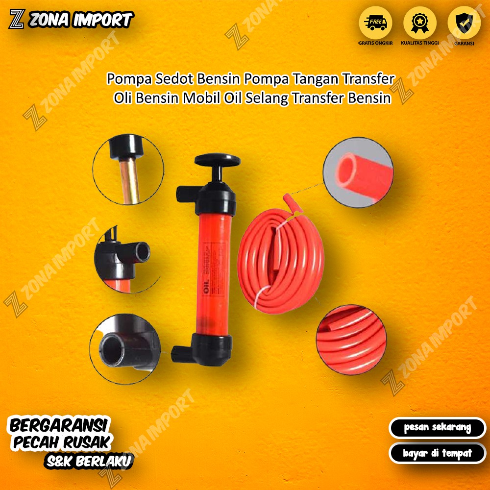 Pompa Sedot Bensin Pompa Tangan Transfer Oli Bensin Mobil Oil Selang Transfer Bensin