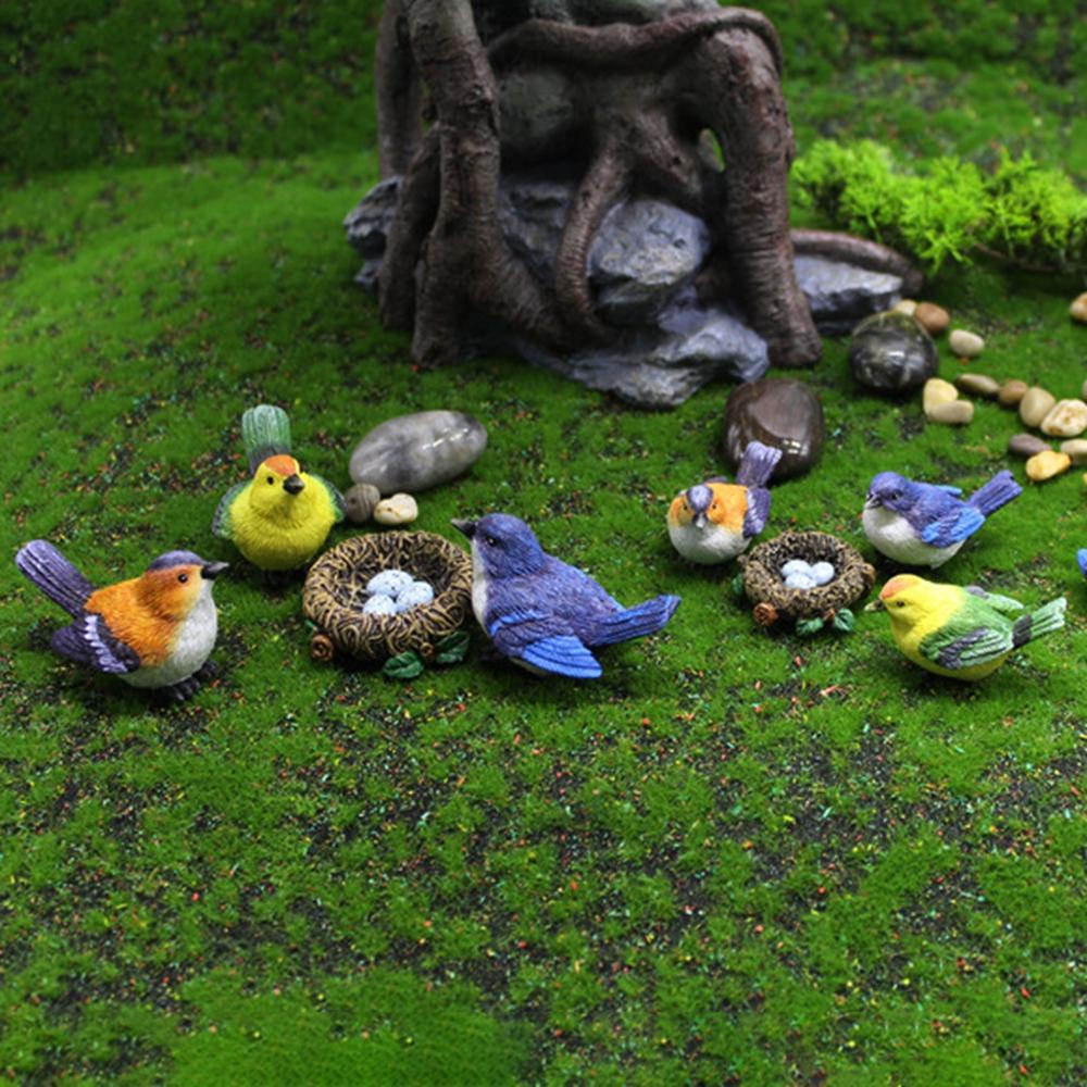 NICKOLAS1 Patung Miniatur Mini Resin Model Hewan Tanaman Sukulen Burung Kecil Rumah Boneka Peri Dekorasi Taman