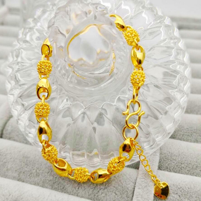 Gelang 18K Emas Asli  Lapisan Emas Untuk Hadiah Ulang Tahun Kotak Perhiasan