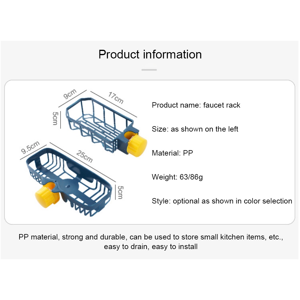 ღ Keran Wastafel Dapur Kamar Mandi Rak Penyimpanan Shower Faucet Dudukan Sabun Pencuci Piring Kain Sikat Spons Rak Rak Dapur Kamar Mandi Penyelenggara