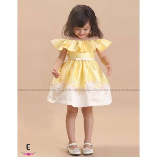 DRESS PESTA ANAK B2W2 SABRINA KUNING | GAUN PESTA ANAK IMPORT MEWAH