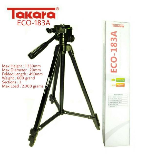 Tripod Takara 183A Tripod Kamera DSLR Tinggi 135cm Tripod Hp