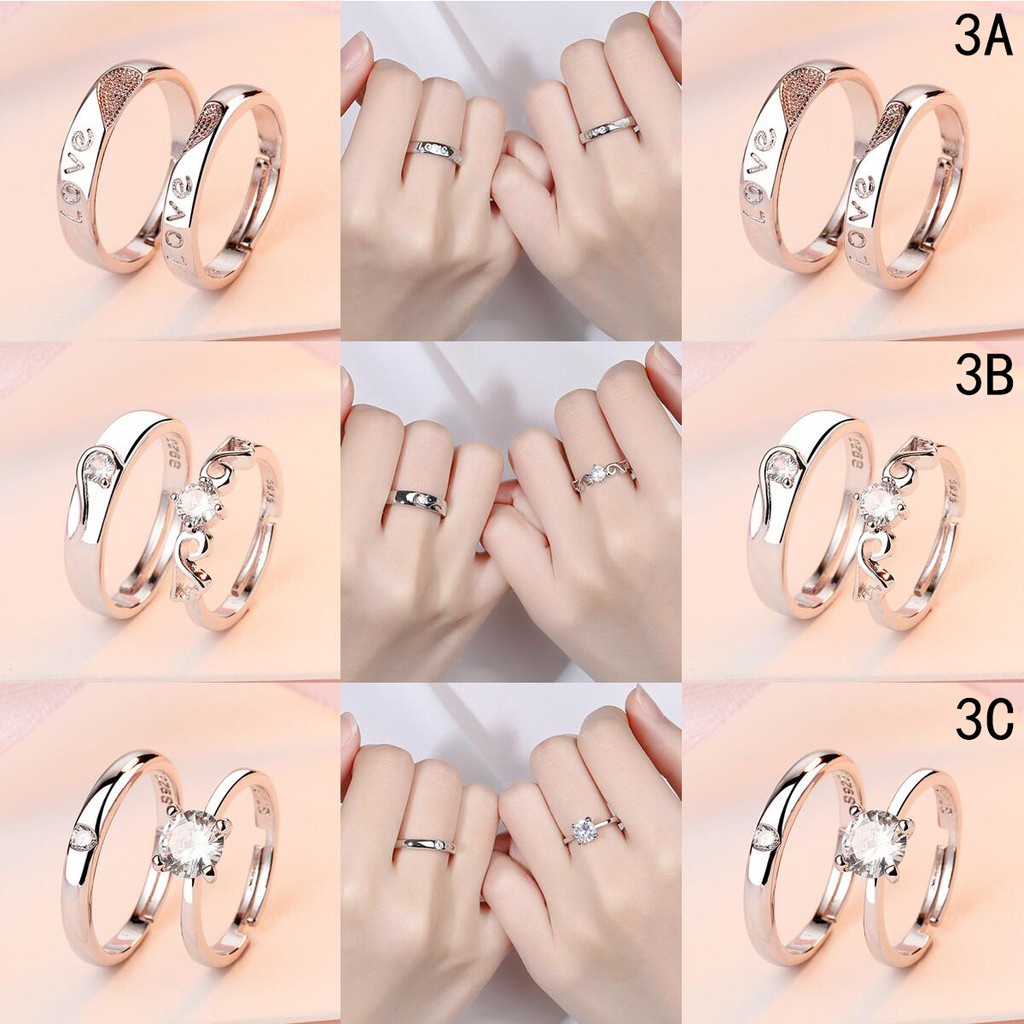 39 Desain Cincin perak Cincin couple silver 925 asli Cincin berlian Cincin yang bisa disesuaikan-3