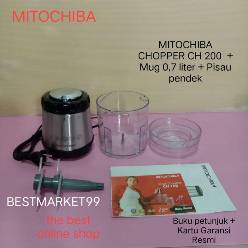 Mitochiba Chopper CH 100 / CH200 mesin + mug kecil + pisau pendek saja (Original / Garansi Resmi)