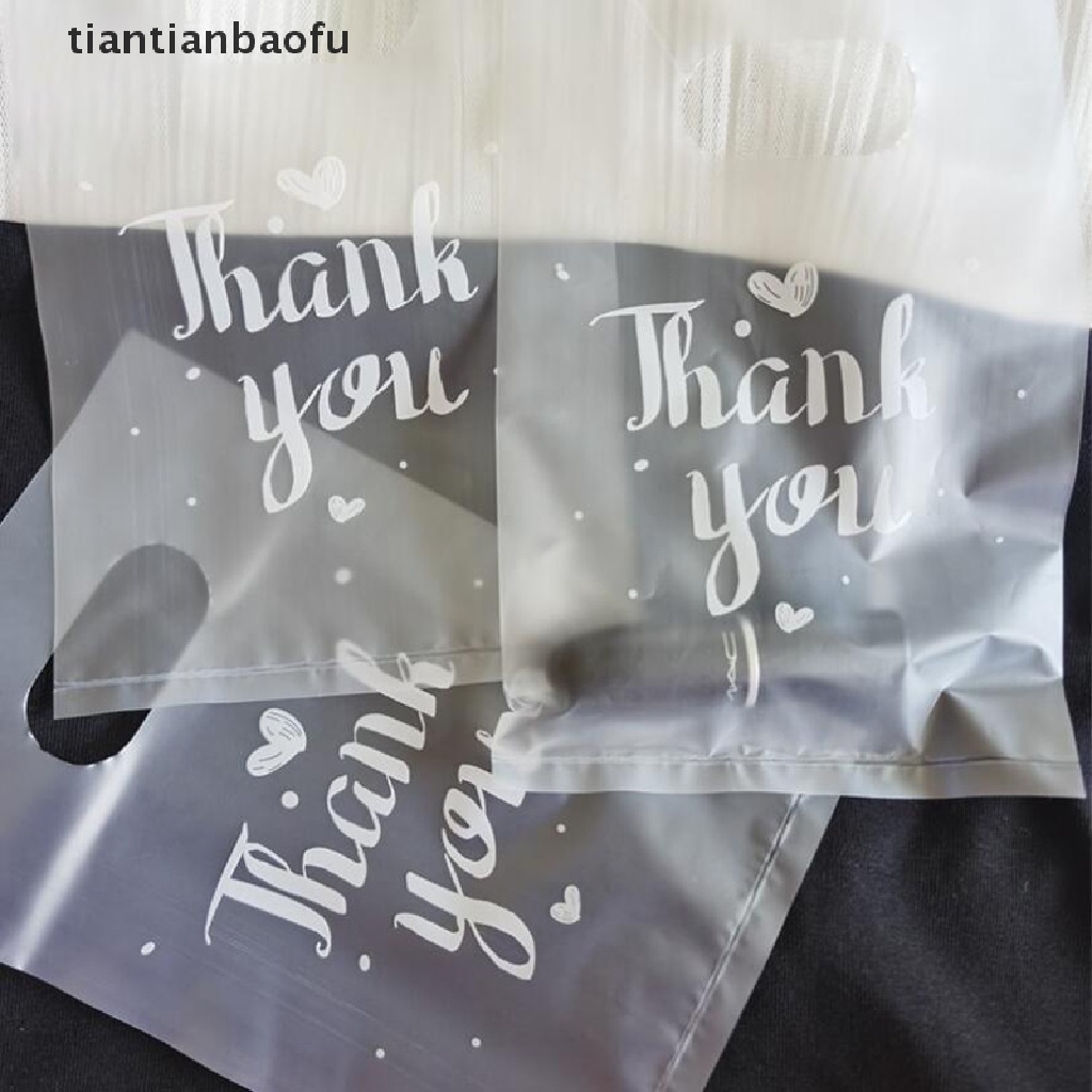 [tiantianbaofu] 100Pcs Mini Thank you Plastic Gift Bags Wedding Candy Bags Shopping Carrier Bags Boutique