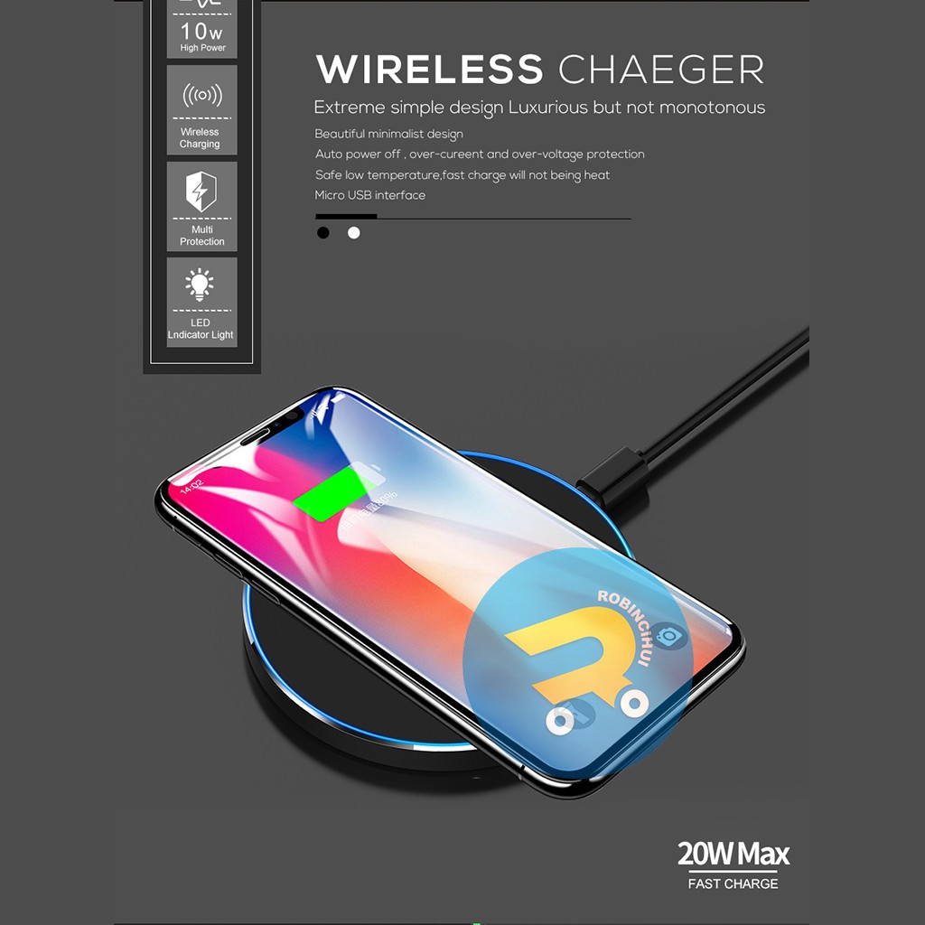 Wireless charging 10W Universal / wireless charger 10W Fast Charging Led Ring indikator  Qc 3.0