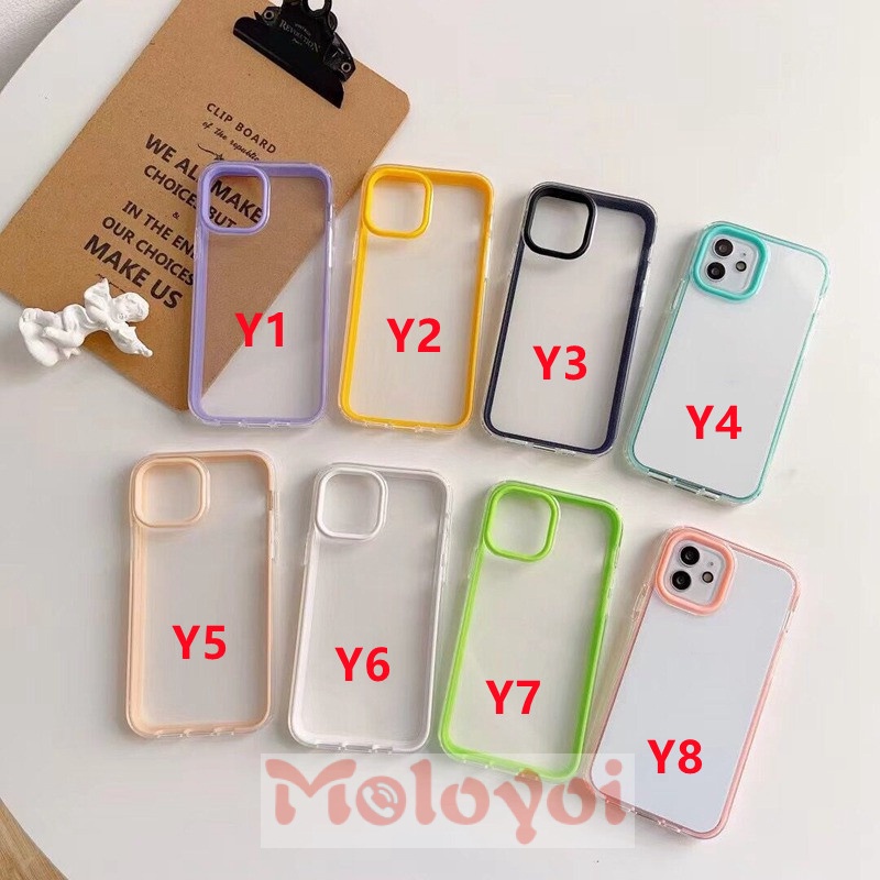 Casing Softcase TPU IPhone 13 12 11 Pro MAX 7 8 Plus XR X XS MAX SE 2020 Transparan Shockproof 3 In 1 Warna Permen