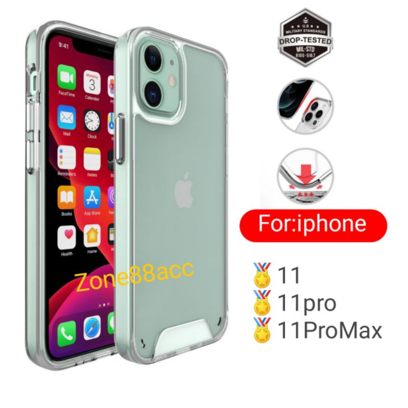 hardcase casing cover clear case iphone 11 pro max 11pro 11promax bening transparan space elegan full lensa kamera