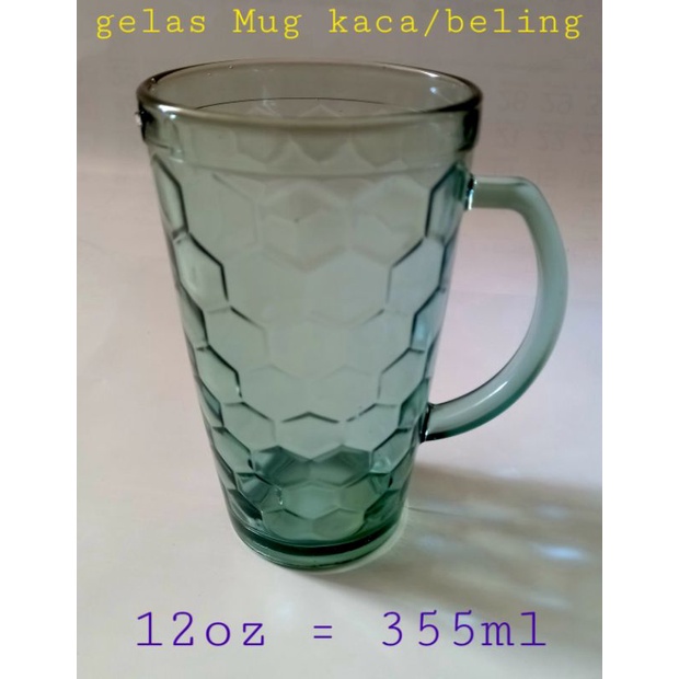 Gelas Gagang kaca beling/ isi 6 biji / 12 oz=355ml / teh / Es teh/ minuman / beer