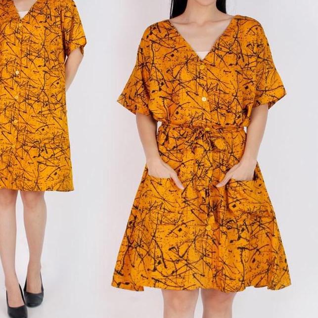 ✭ Baju Dress BIG SIZE JUMBO 2034 Kancing Depan Wanita Gemuk ibu HamiL kerja Pesta XXL XXXL Bumil Bus