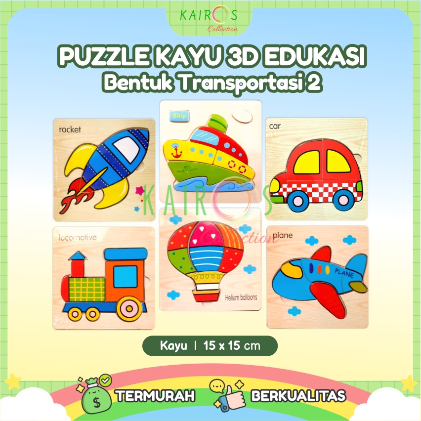 Puzzle Anak Kayu Belajar Transportasi 2