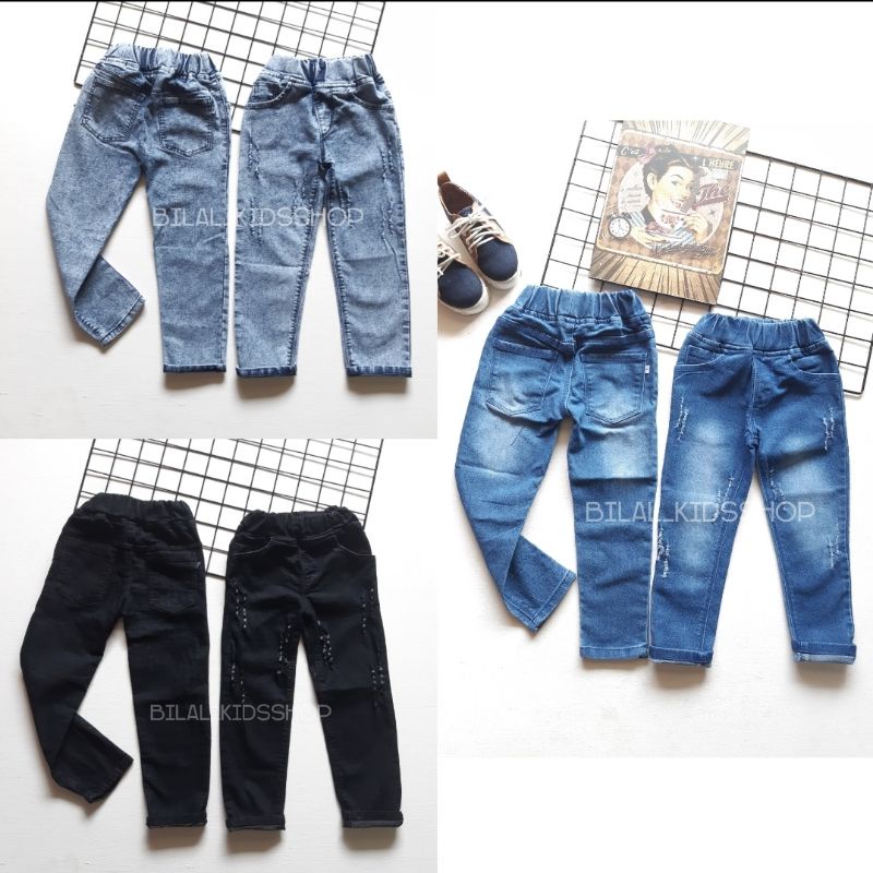 CELANA JEANS RIPPED PANJANG ANAK UNISEX ( CEWE/COWO )