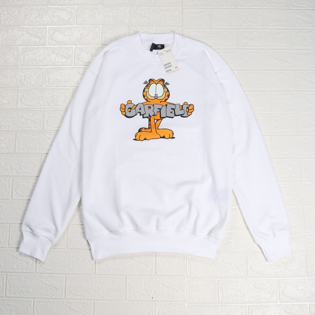 JAKET SWEATER CREWNECK GARFIELD SIMPLE UNISEX GOOD QUALITY