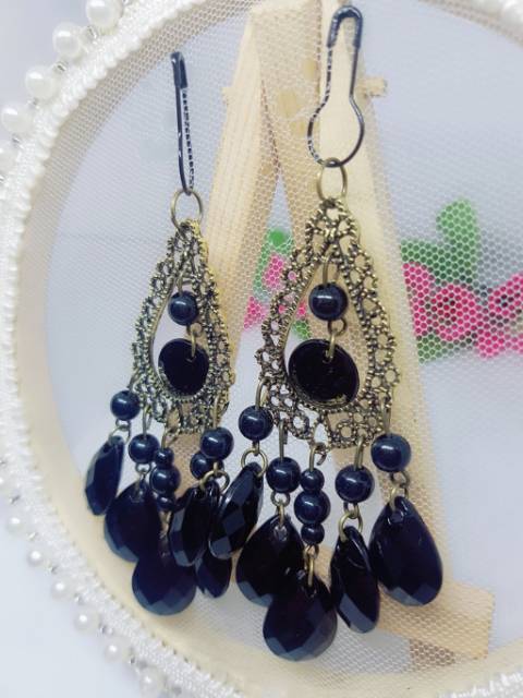 A152 Anting hijab juntai hitam