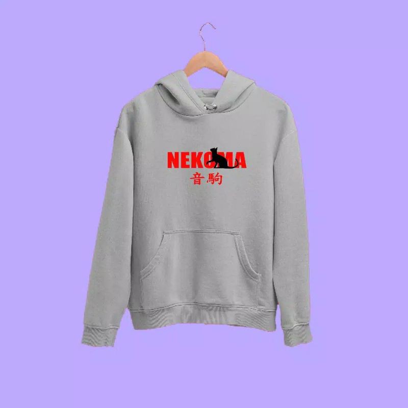 Jaket Hoodie Nekoma Haikyuu Dewasa Sweater Hoodie Anime cowok/cewek
