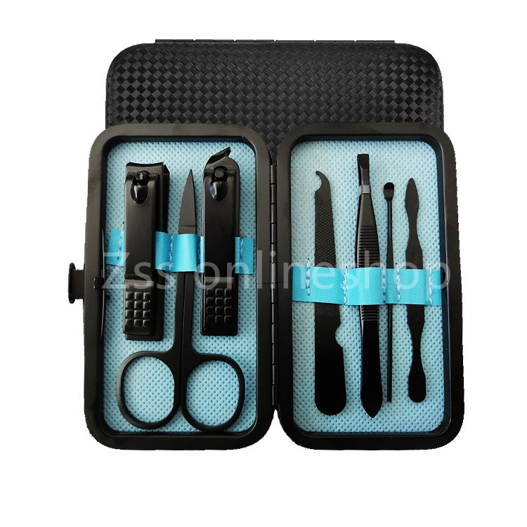 Gunting Kuku Set 7 Pcs Alat Manicure Pedicure Stainless Steel-Merah, Biru