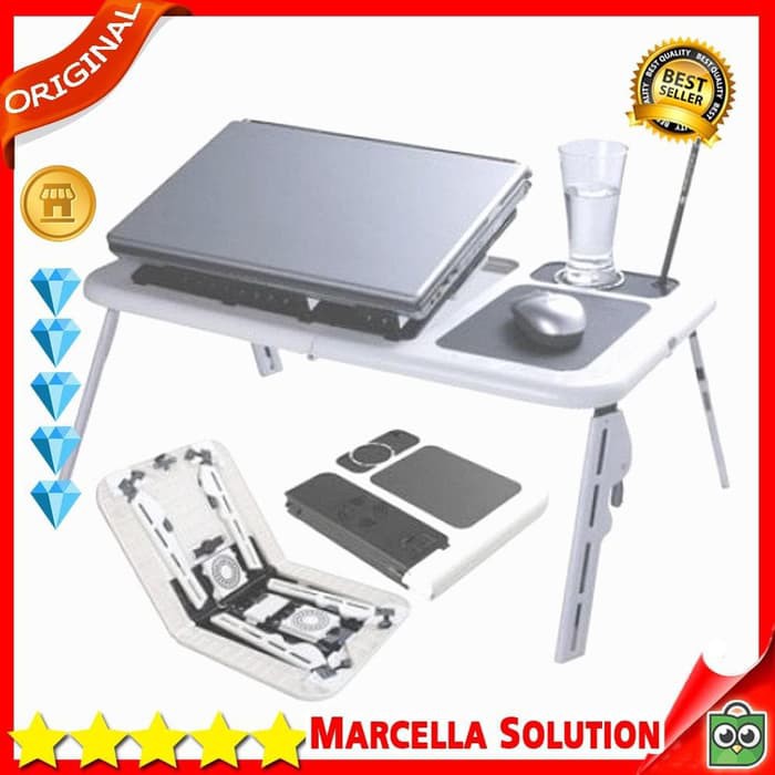 Meja Laptop Lipat Dilengkapi Tempat Pen Gelas Mouse Praktis AMAN KUAT