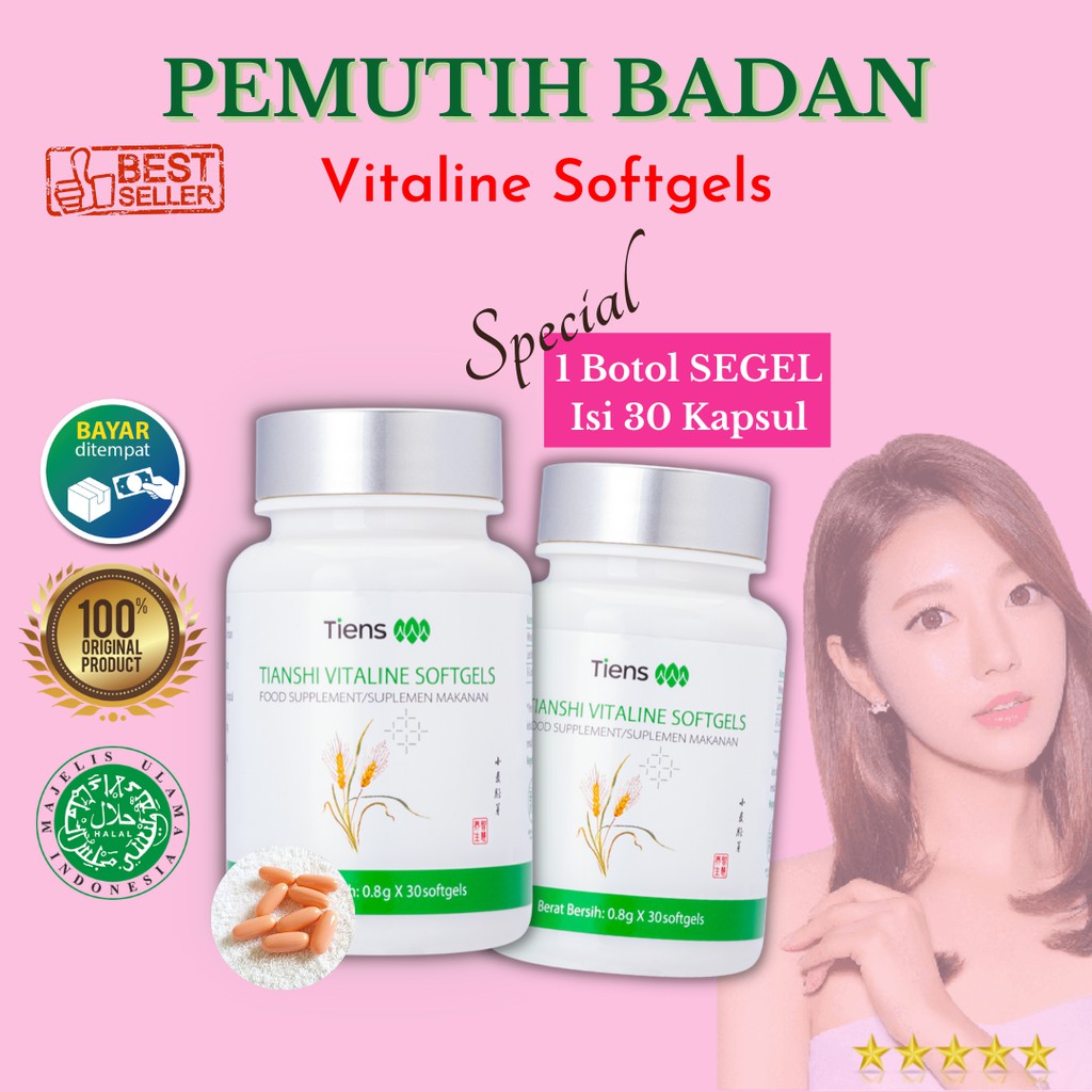 Vitaline Softgels Tiens  1 Botol Produk Original Bersegel Resmi Pemutih Ampuh Seluruh Tubuh Bisa Cod