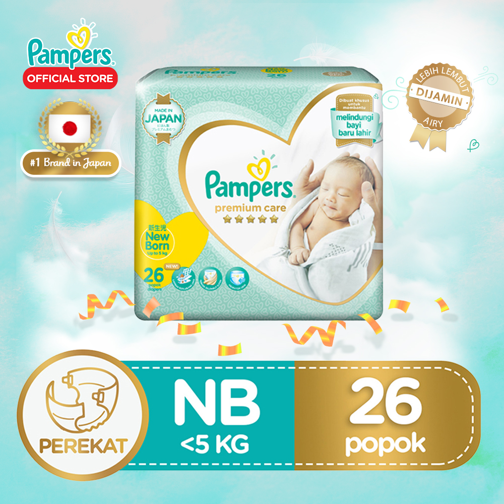 Pampers Popok Perekat Premium Care NB 26 | Shopee Indonesia