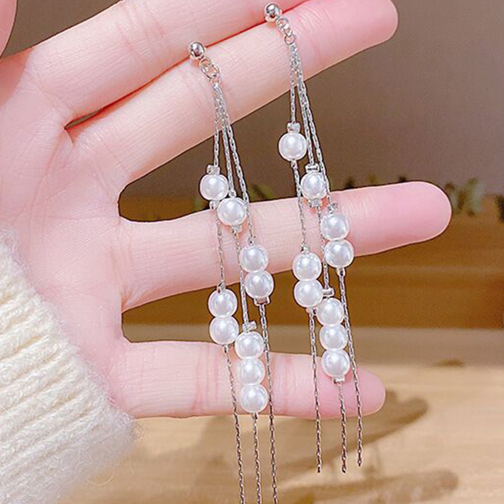 Hu Hu Hu Hu Hu Alat Bantu Pasang Kacamata♡ 1 Pasang Anting Gantung Panjang Model Rumbai Bahan Alloy Aksen Berlian Imitasi Untuk Wanita