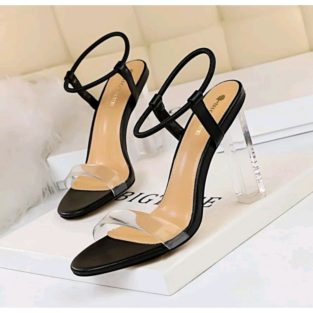 SANDAL SEPATU WANITA HAK KACA 9 CM/JELLY/KARET/SEPATU HEEL KACA 9 CM WANITA TALI KARET/BISA BAYAR DI TEMPAT/COD COCOD.IDN