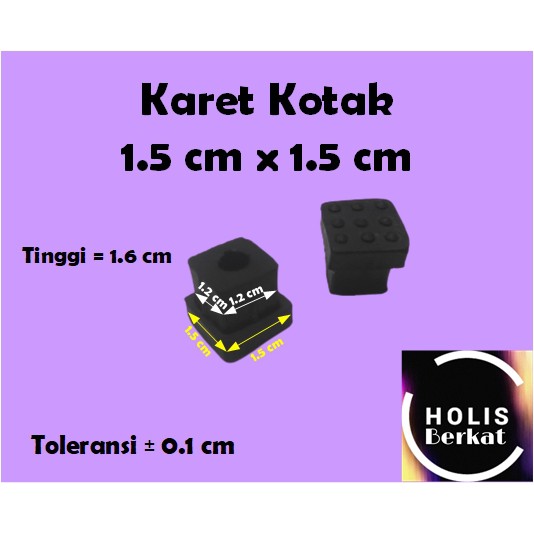 Kaki Karet Kotak Alas Meja &amp; Kursi Ukuran 1.5 cm x 1.5 cm HITAM