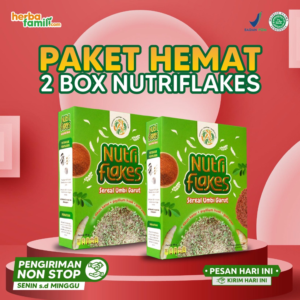 

Nutriflakes Sereal Umbi Garut Solusi Maag & Asam Lambung Paket 2 Box