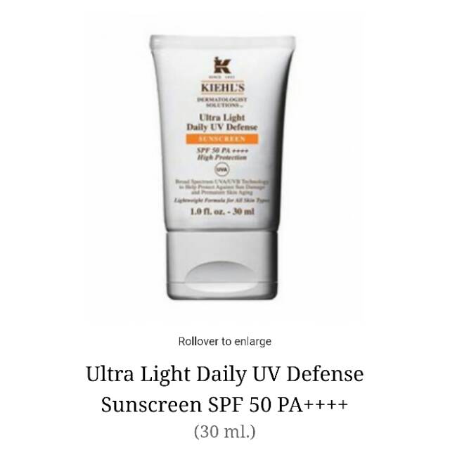 Kiehls Ultra Light Daily UV Defense Sunscreen SPF 50 PA++++
30 ml